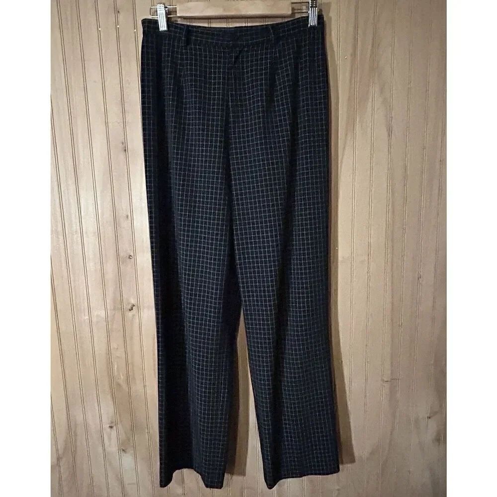 Rafaella Women’s Size 6 Black Windowpane Straight Leg Career Pants